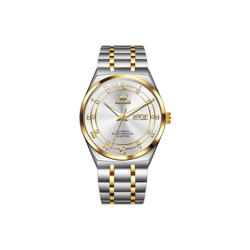 OLEVS Mechanical Movement Stainless Steel Watchband Watch Men's Watches White Dial-15
