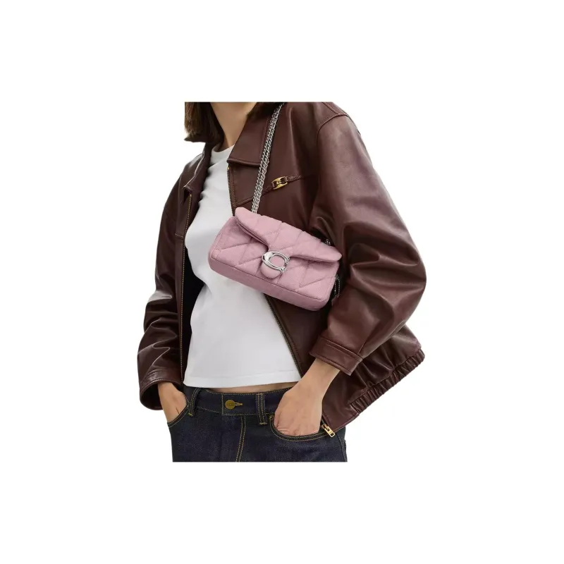 COACH Tabby Quilting Denim Crossbody Bag, Shoulder Bag Trumpets Women's Light Purple-5