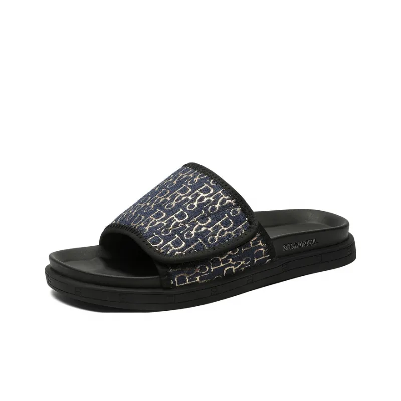XIMO BULL Embroidery Slip Resistant Slide Slippers Unisex Black-6