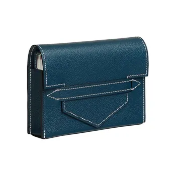 HERMES Calfskin Travel Storage Bag Unisex Blue