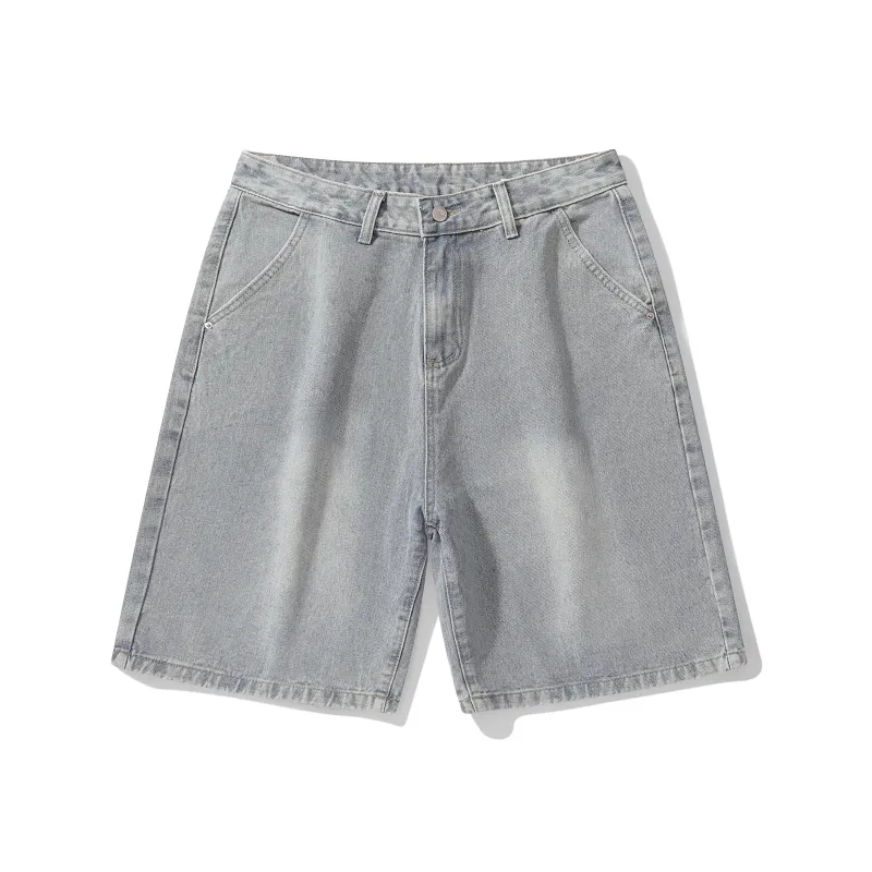 Small Columns Under The Sea Denim Shorts Unisex-2