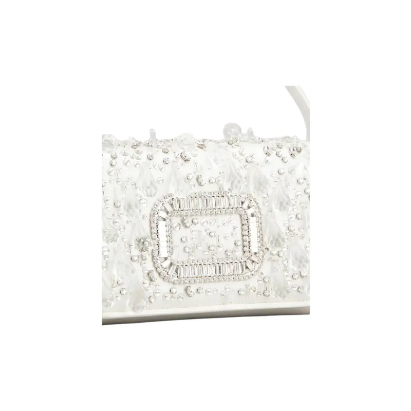 Roger Vivier Silk Satin One Shoulder Handbag Mini Women's White-5