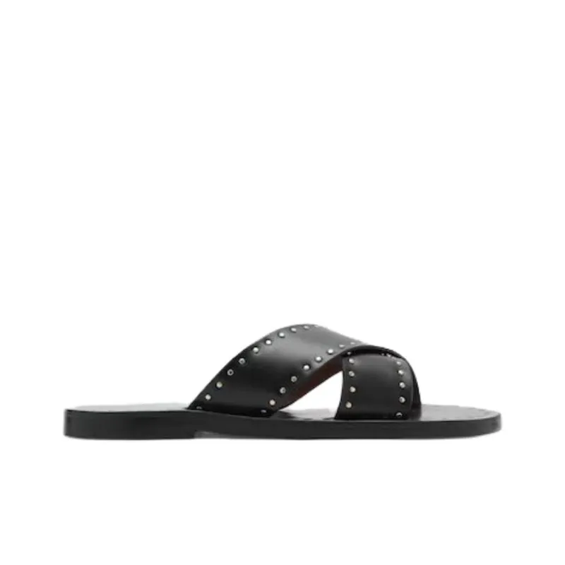 MANGO Rubber Sole Abrasion Resistant Slide Slippers Women's Black-1