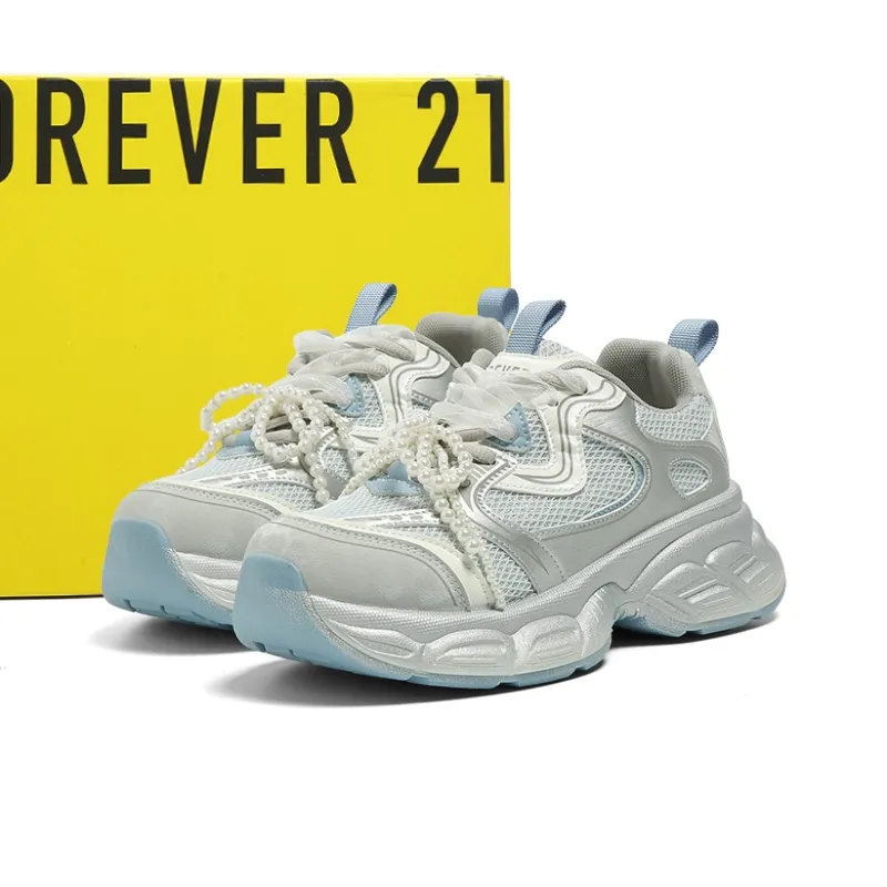 FOREVER 21 Anti Slip Wear Resistant Low Top Chunky Sneakers Women's Blue-5