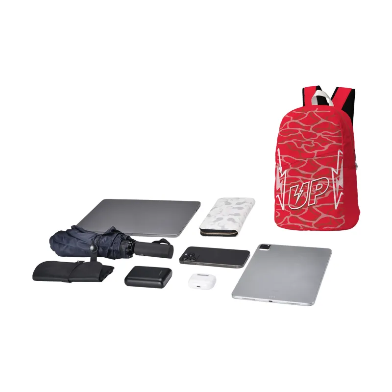 TURN UP Polyester Backpack Unisex Red-4