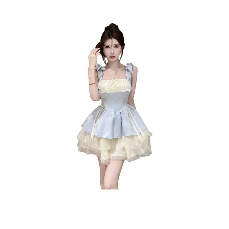 Mu Xiao Xin Slip Dresses Women's Blue-0