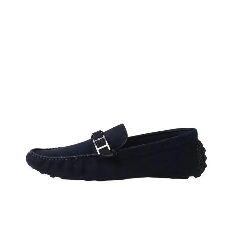HERMES Idylle Gommino Loafers Men's Blue-0