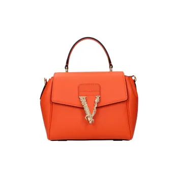 VERSACE Leather Shoulder Bag, Crossbody Bag, Handbag Women's Orange