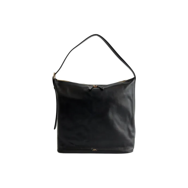 A.P.C Cow Leather Shoulder Bag Tubas Women's Black-1