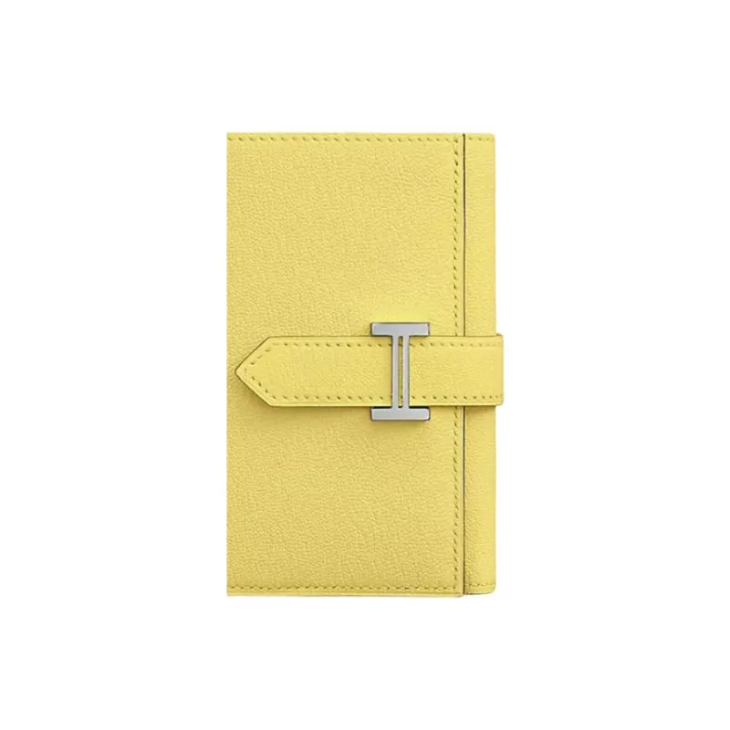 HERMES Bearn Mysore Goat Skin Wallet Women's 0Y Limoncello Lemon Wine Yellow-2