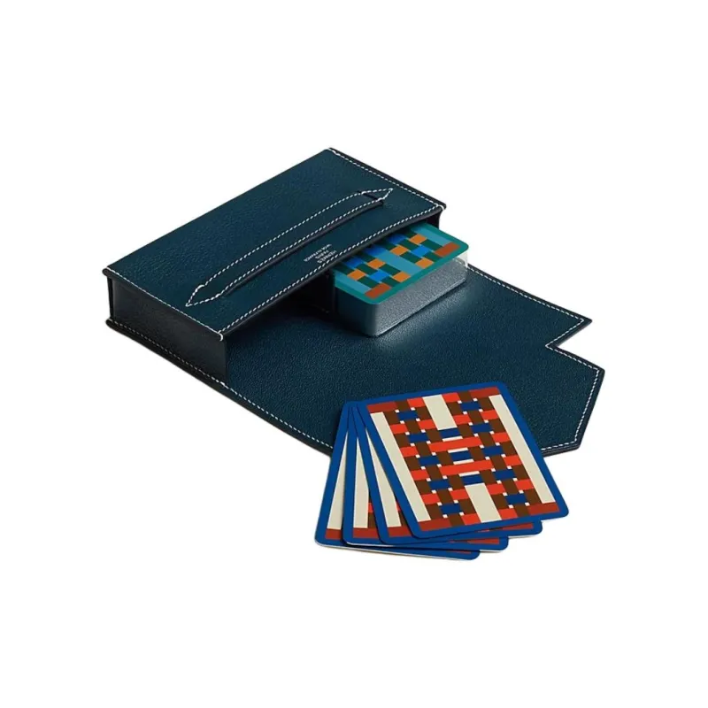HERMES Calfskin Travel Storage Bag Unisex Blue-2