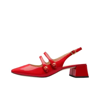 COACH Winley Chunky Heel High Heels 3.8cm Women's Red