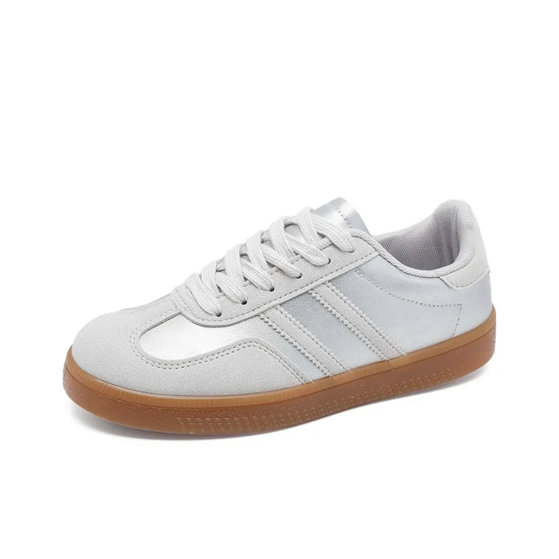 RENBEN Lightweight Anti Slip Low Top Skateboard Shoes Women's Silver-2