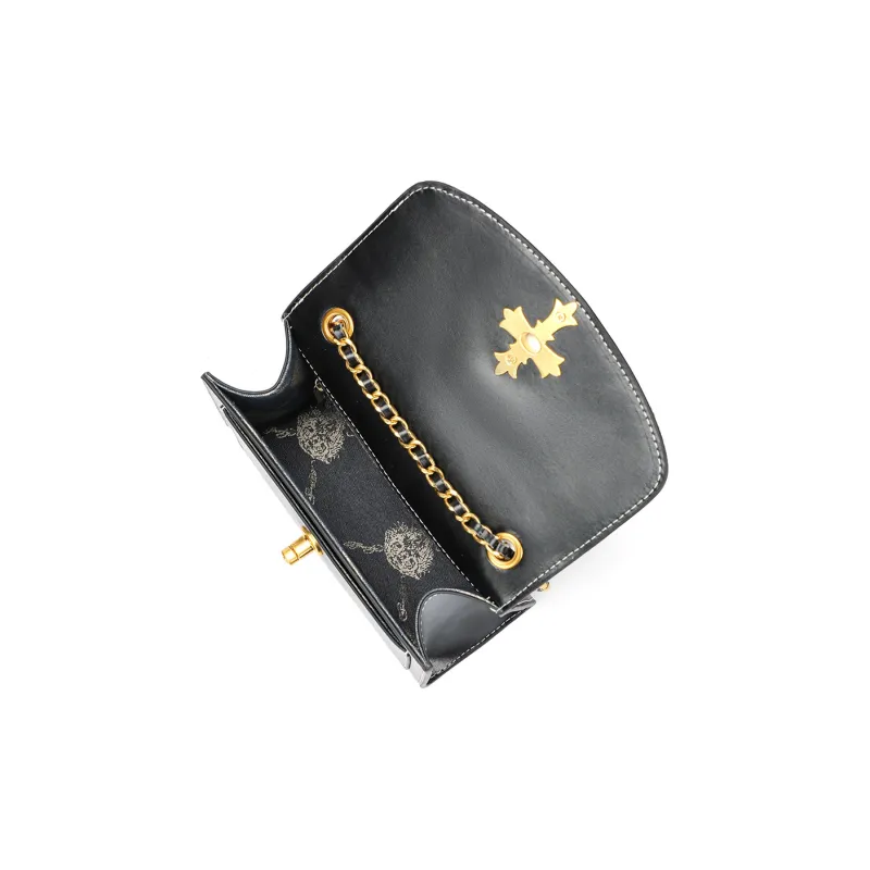 Ed Hardy Classic Series Cow Leather/Synthetic Leather Crossbody Bag, Shoulder Bag Regular Women's Black/Brown-4