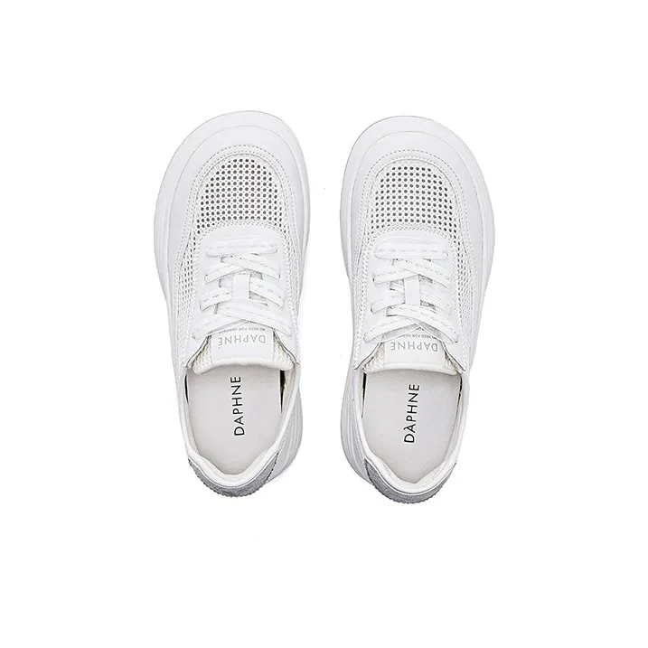 DAPHNE Anti Slip Wear Resistant Low Top Skateboard Shoes Women's White-4
