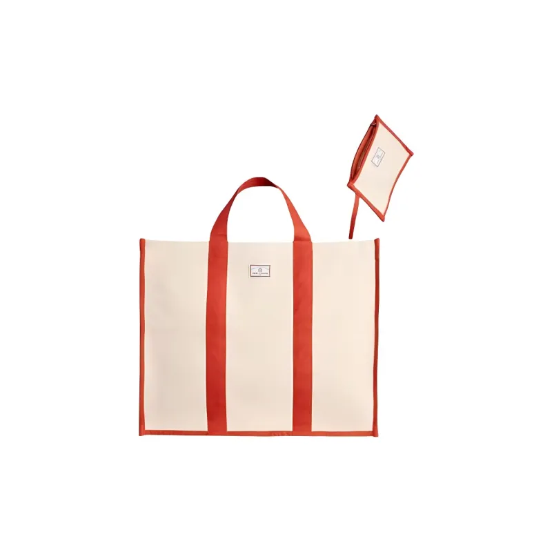 INES DE LA FRESSANGE Cotton Canvas Tote Bag, Shopping Bag, Shoulder Bag, Handbag Tubas Unisex Red-2