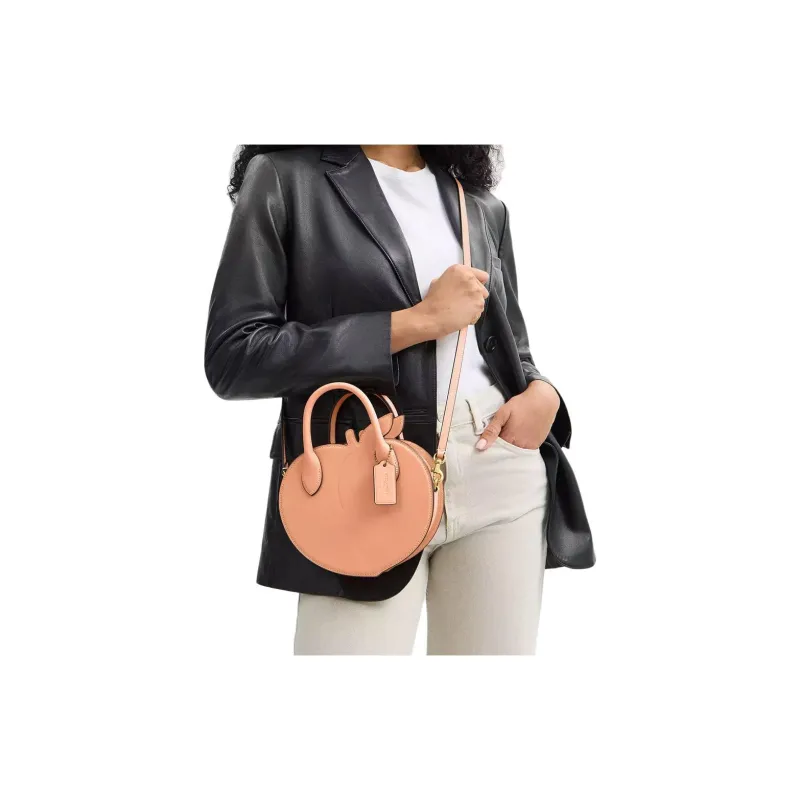 COACH Recycled Tanned Leather Shoulder Bag, Crossbody Bag, Handbag Trumpets Women's Peach-6