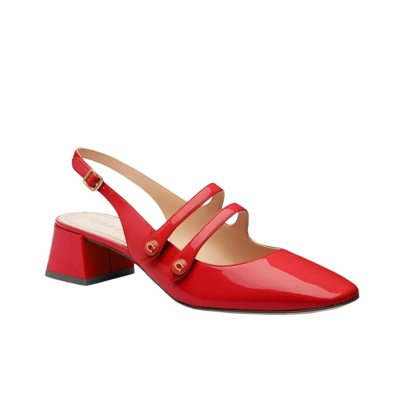 COACH Winley Chunky Heel High Heels 3.8cm Women's Red-2
