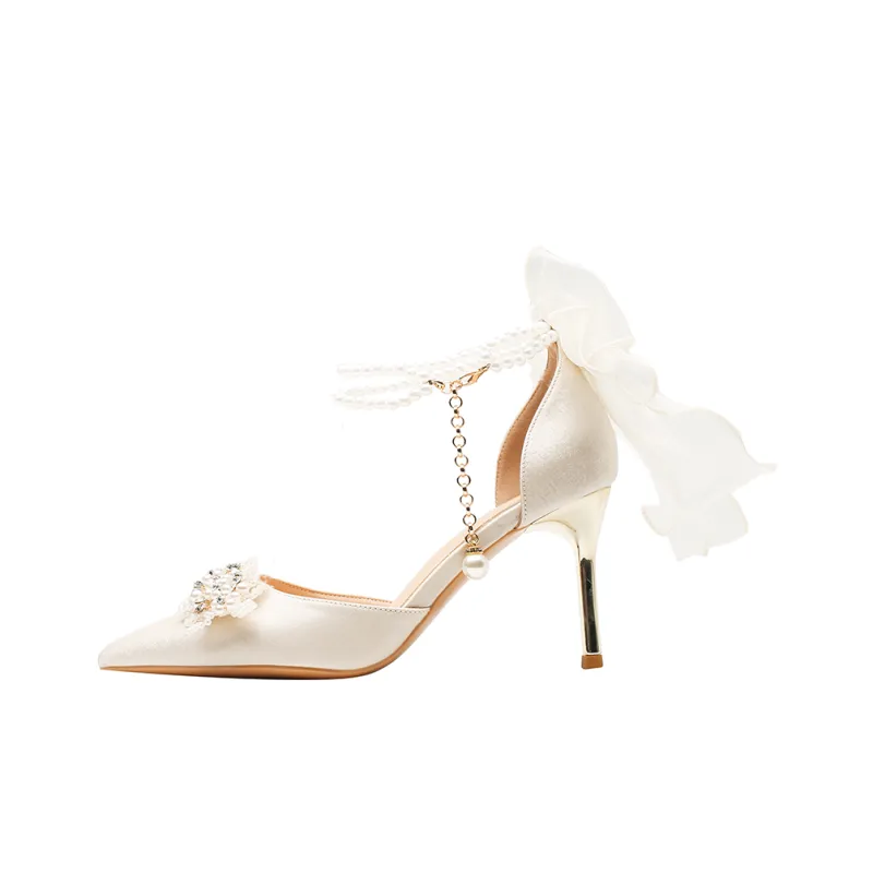 GOSO Slim Heel High Heels Women's White-0