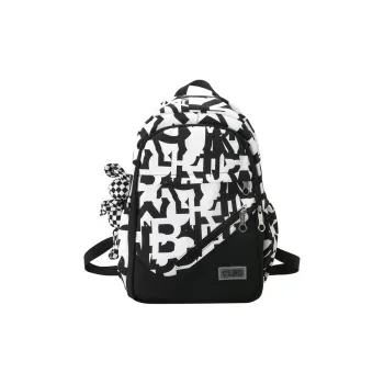 Wolfhorse Nylon Backpack Unisex Black Large Letter/Black Small Letter/Pink Cartoon