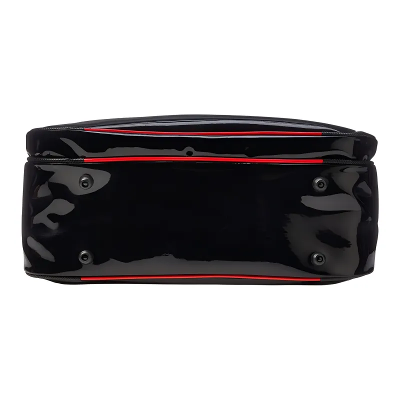 Mizuno Synthetic Leather One Shoulder Handbags Unisex Black & Red-4