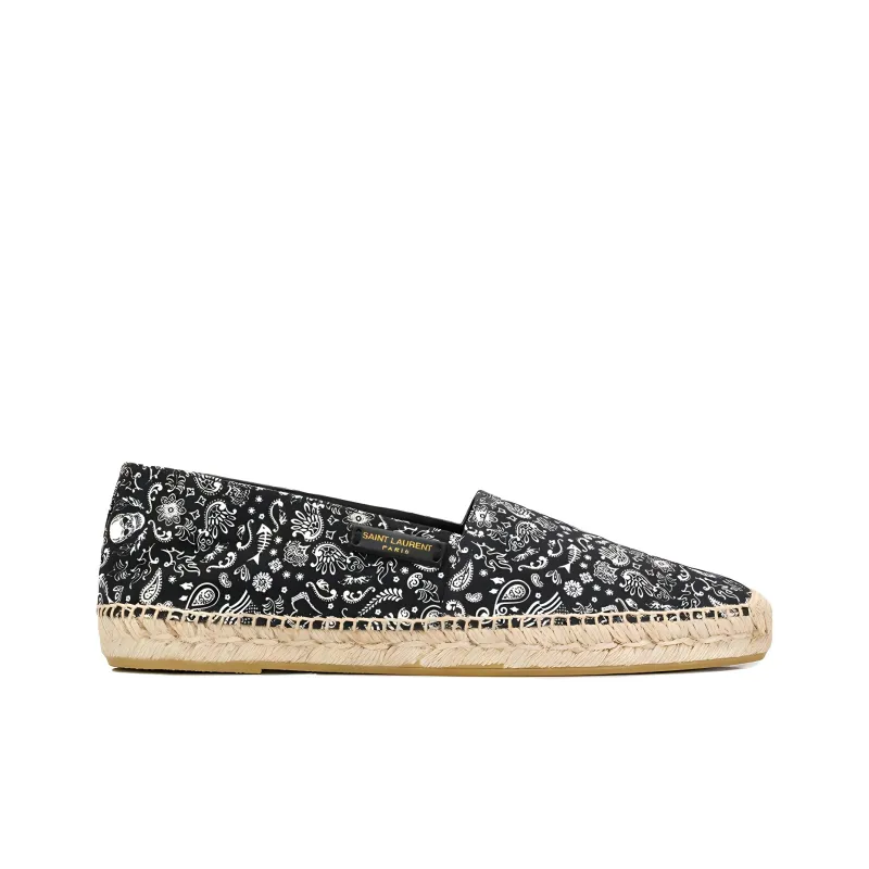 SAINT LAURENT Solar Band Espadrilles Men's Black White-1