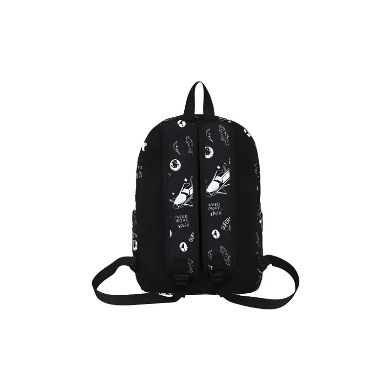 Meow In The Grass Nylon Backpack Unisex White/Black-6
