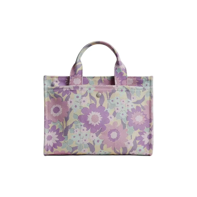 COACH Cargo Cotton Tote Bag, Shopping Bag, Shoulder Bag, Crossbody Bag, Handbag Women's Silver & Ivory Purple-2