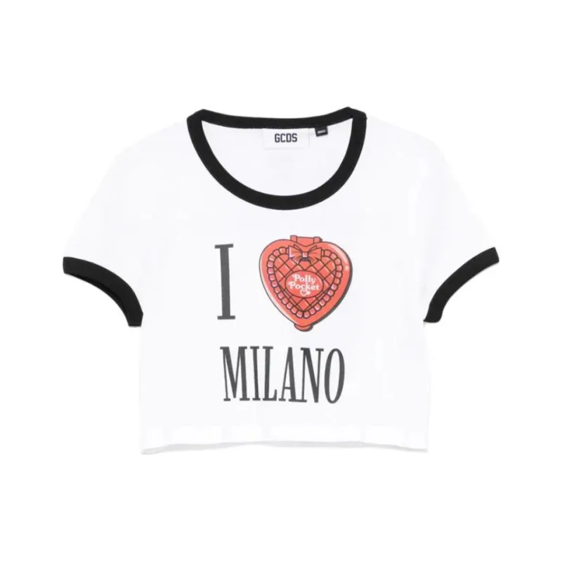 GCDS Cotton Cropped T shirt-0