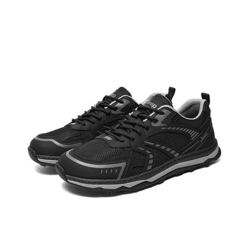 Jeep Outdoor Casual Anti Slip Wear Resistant Low Top Hiking Shoes Men's Black-2