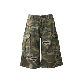 Imcrasy Denim Shorts Unisex Camouflage Green