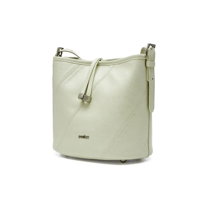JOSINY Synthetic Leather Bucket Bag, Shoulder Bag Women's Light Green/Light Yellow-1