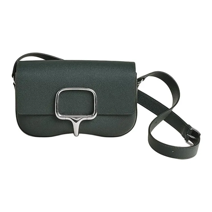 HERMES Della Cavalleria Epsom Leather Shoulder Bag Unisex Gray-0
