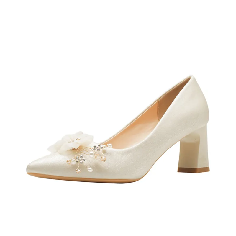 GOSO Chunky Heel High Heels Women's Apricot-0