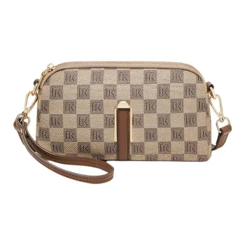 Narandu PVC Synthetic Leather Clutch Small Square Bag Crossbody Bag Shoulder Bag Women's Khaki/Coffee