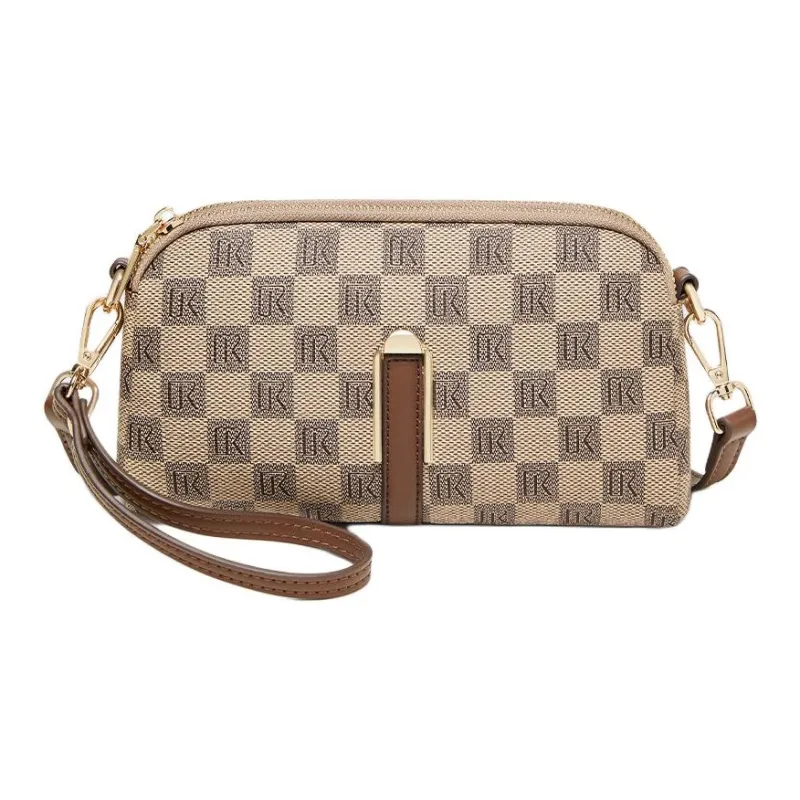 Narandu PVC Synthetic Leather Clutch Small Square Bag Crossbody Bag Shoulder Bag Women's Khaki/Coffee-0