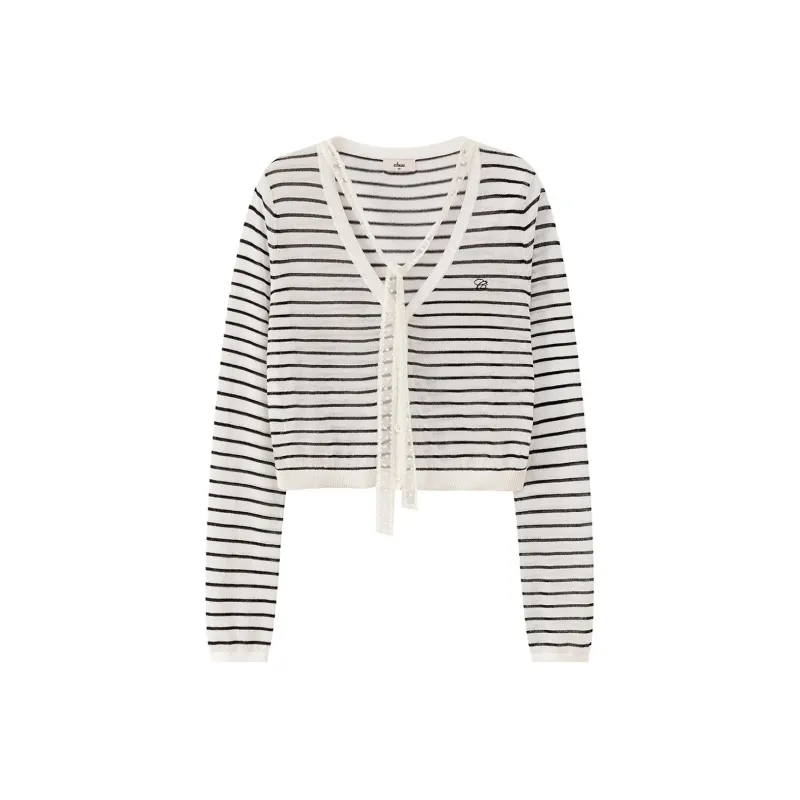 CHUU Knitwear Women's Black White Stripes-0