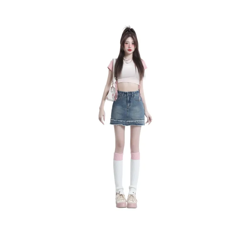 YINLEI Denim Short Skirts Women's-0