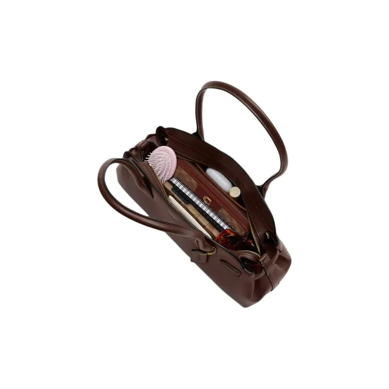 COACH Leather Handbag, Shoulder Bag Tubas Women's Maple-3