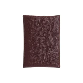 HERMES Calvi Duo Epsom Calfskin Card Holder Women's 0G Rouge Sellier Saddle Red