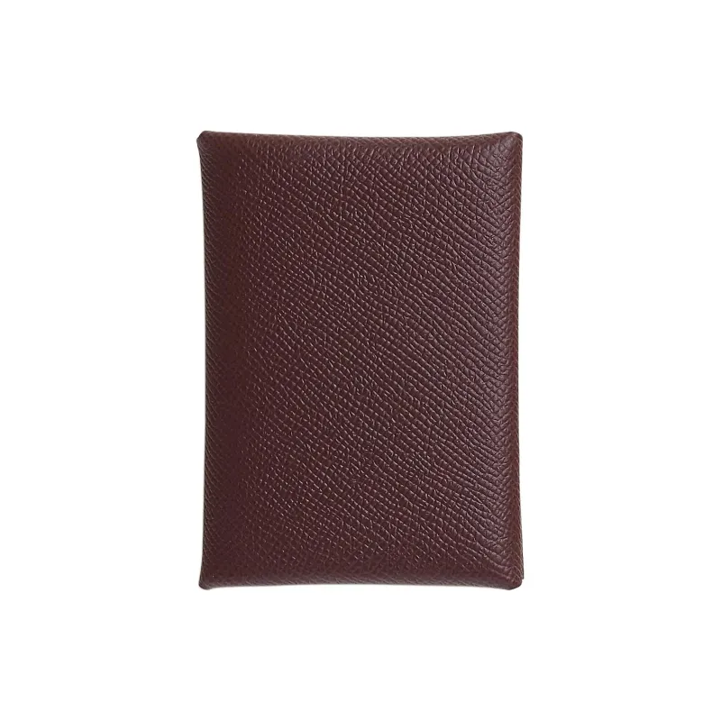 HERMES Calvi Duo Epsom Calfskin Card Holder Women's 0G Rouge Sellier Saddle Red-0