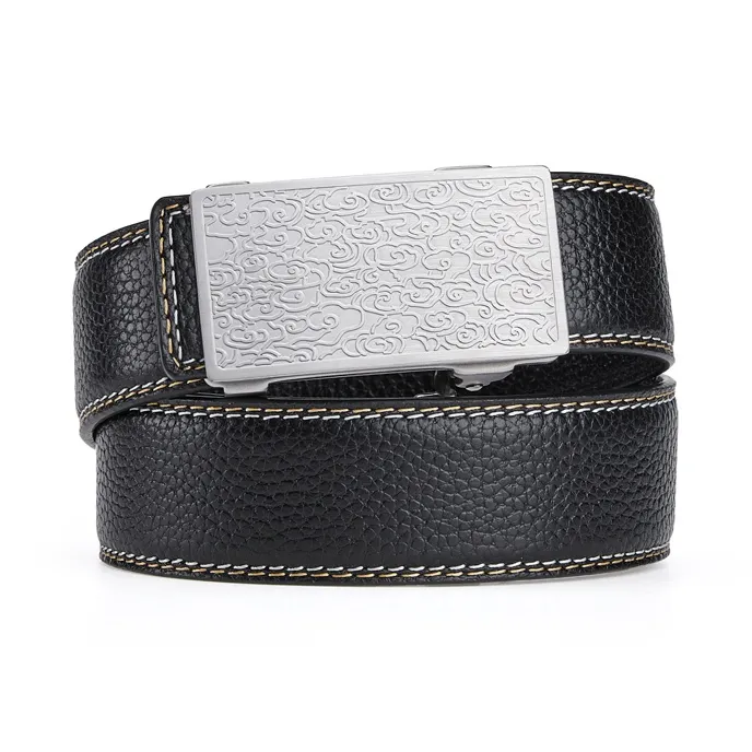 Jeccieziio Cow Leather Belts Men's Width 3.5cm-4