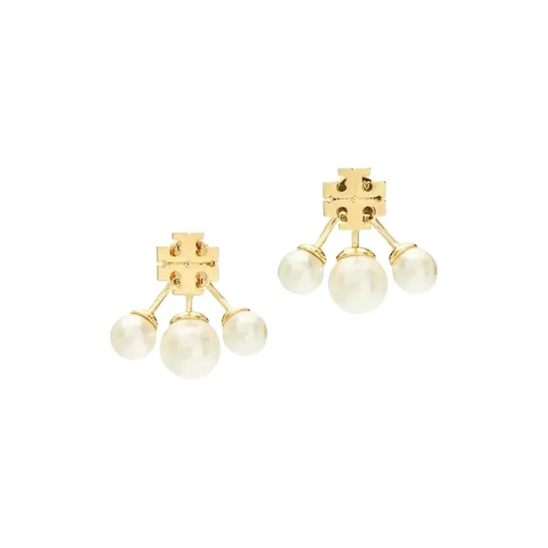TORY BURCH Kira Pearl Front back Earrings-3