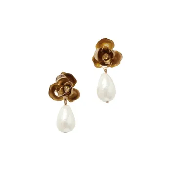 Jennifer Behr Gold Plated, Faux Pearl, Metal Earrings Women's White