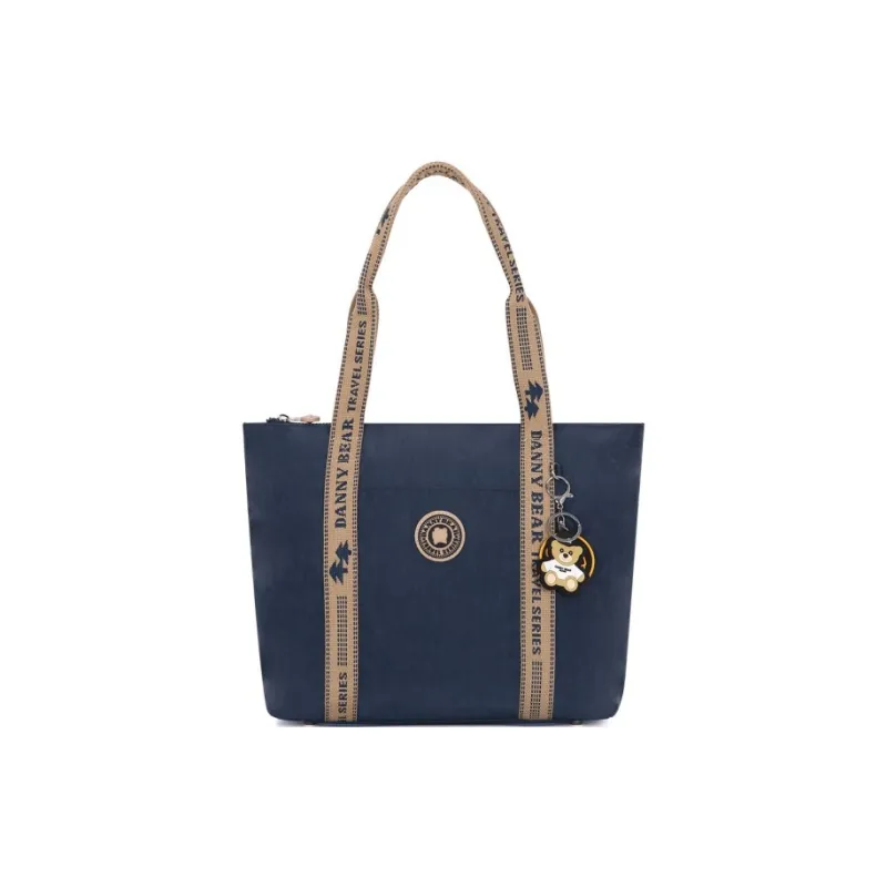 Dannybear Fabric Tote Bag, Shopping Bag, Shoulder Bag Unisex Ink Blue Stars/Ink Blue Pink-0