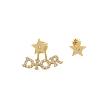 DIOR Metal Crystal Earrings Women's Gold