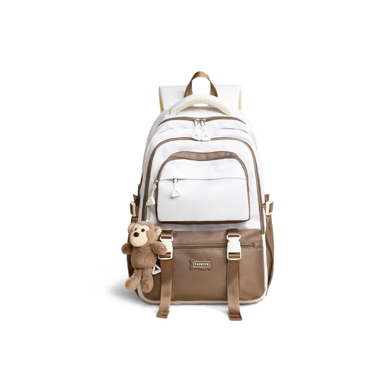 COMELY Fabric Backpack Laptop Bag Regular Unisex Red/Coffee-5