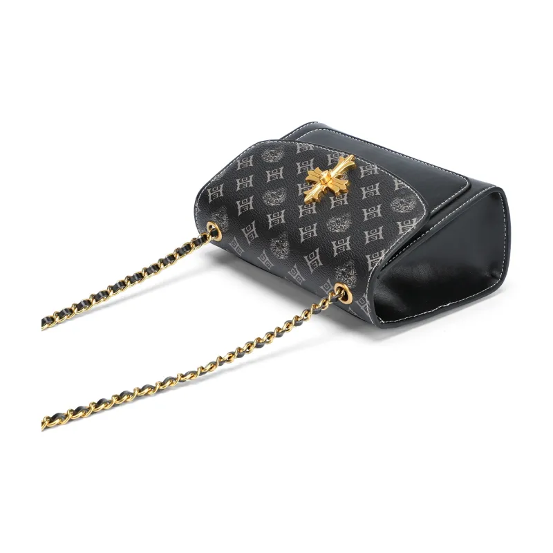 Ed Hardy Classic Series Cow Leather/Synthetic Leather Crossbody Bag, Shoulder Bag Regular Women's Black/Brown-7