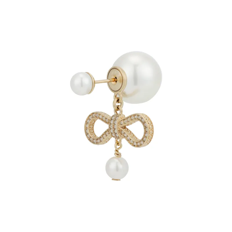 DIOR Faux Crystal Earrings Women's Champagne-3