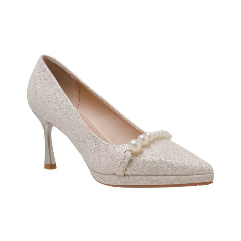 KATHRYN WILSON Slim Heel High Heels Women's Champagne-1